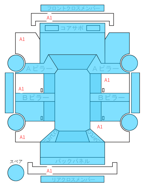 Body condition diagram (damage marks, Japanese labels)
