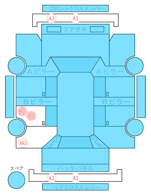 Body condition diagram (damage marks, Japanese labels)