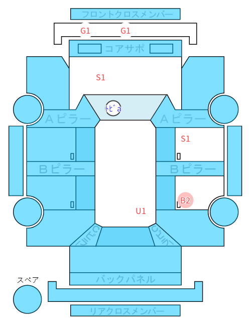 Body condition diagram (damage marks, Japanese labels)