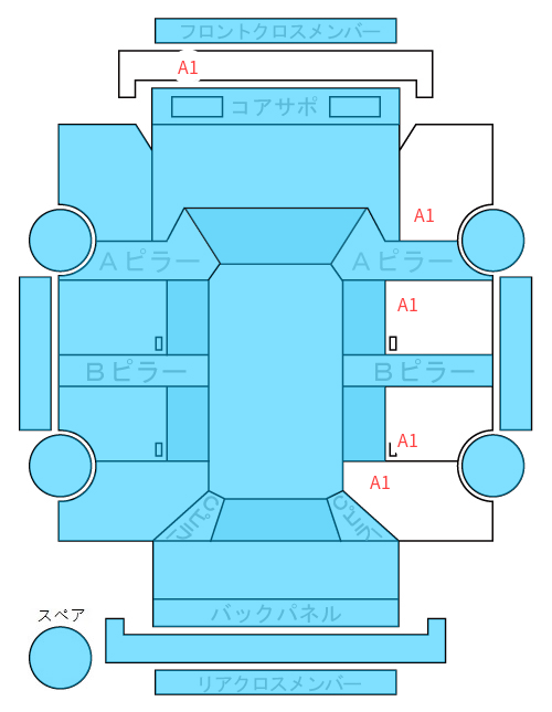 Body condition diagram (damage marks, Japanese labels)