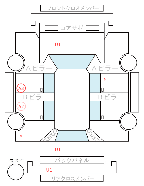 Body condition diagram (damage marks, Japanese labels)