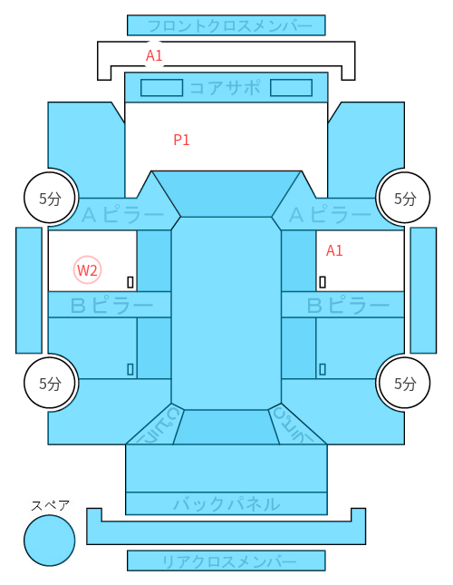 Body condition diagram (damage marks, Japanese labels)