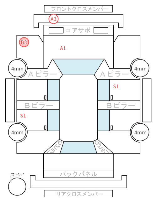 Body condition diagram (damage marks, Japanese labels)