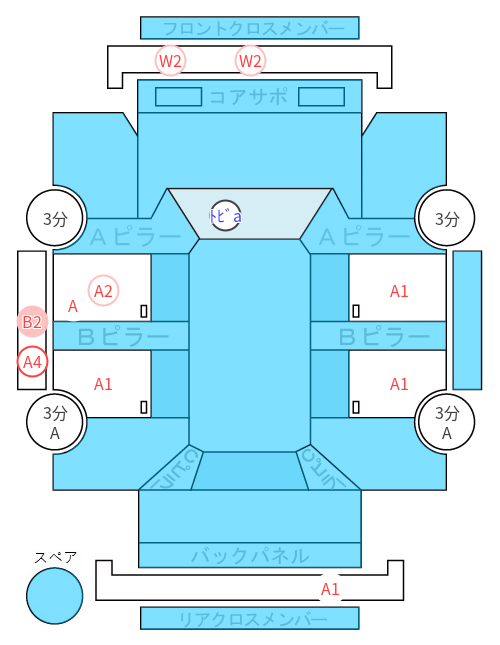 Body condition diagram (damage marks, Japanese labels)