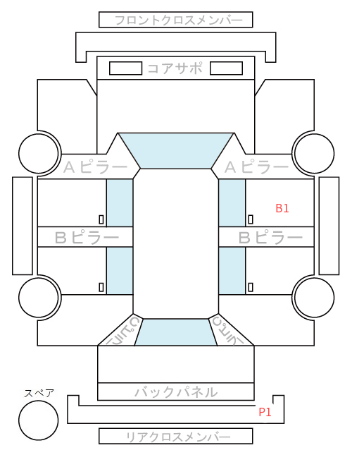 Body condition diagram (damage marks, Japanese labels)