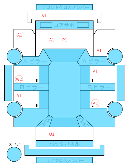 Body condition diagram (damage marks, Japanese labels)
