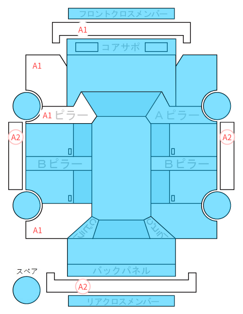 Body condition diagram (damage marks, Japanese labels)