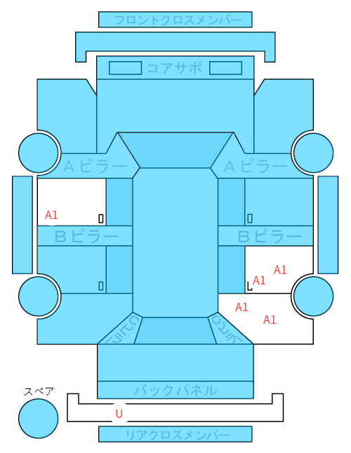 Body condition diagram (damage marks, Japanese labels)
