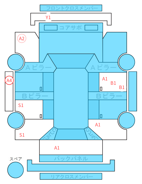 Body condition diagram (damage marks, Japanese labels)