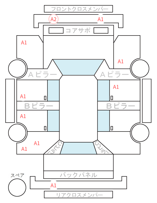 Body condition diagram (damage marks, Japanese labels)