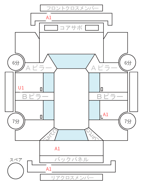Body condition diagram (damage marks, Japanese labels)
