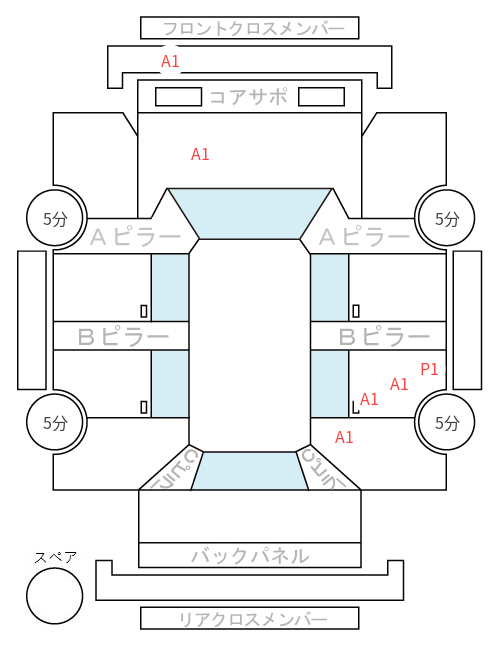Body condition diagram (damage marks, Japanese labels)