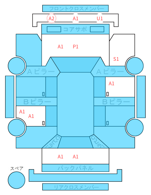 Body condition diagram (damage marks, Japanese labels)
