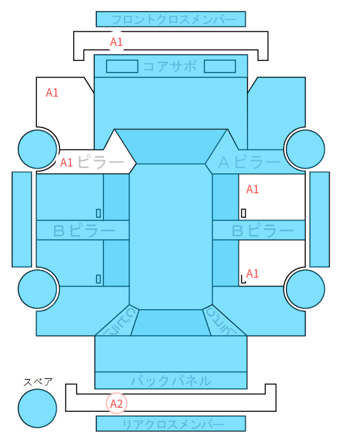 Body condition diagram (damage marks, Japanese labels)