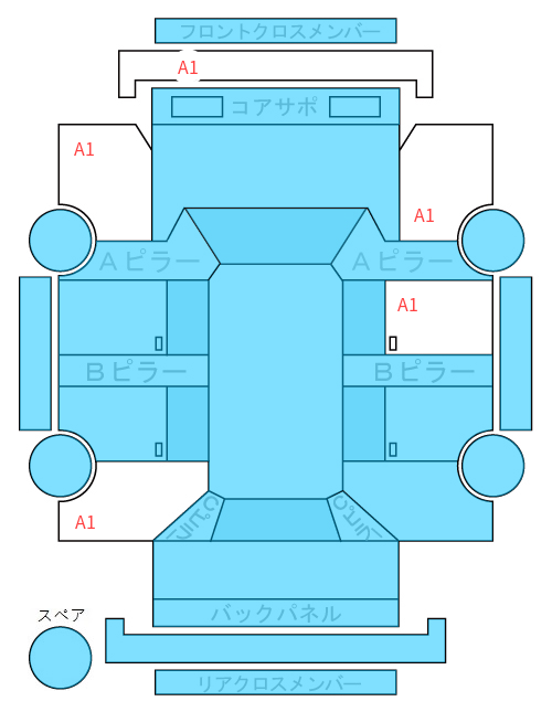 Body condition diagram (damage marks, Japanese labels)