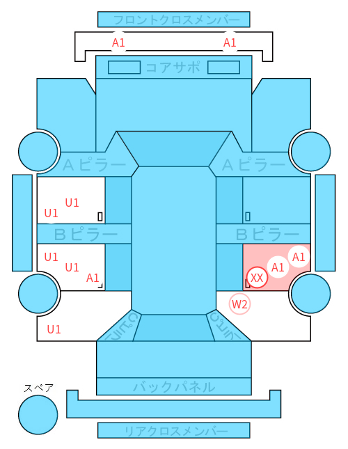 Body condition diagram (damage marks, Japanese labels)