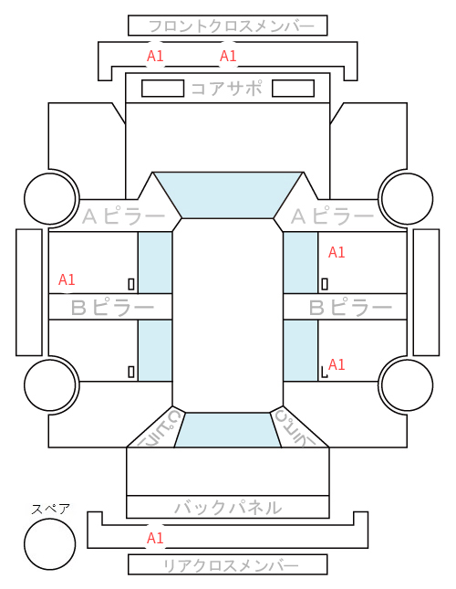 Body condition diagram (damage marks, Japanese labels)