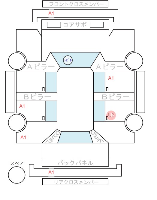 Body condition diagram (damage marks, Japanese labels)