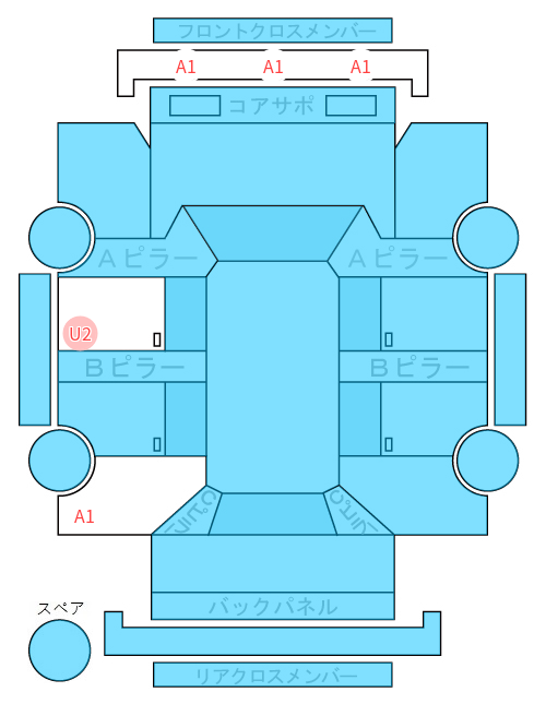 Body condition diagram (damage marks, Japanese labels)
