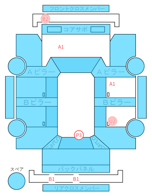 Body condition diagram (damage marks, Japanese labels)