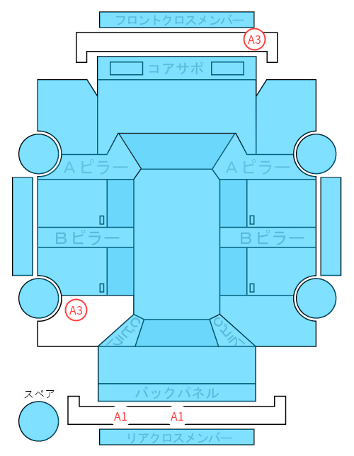Body condition diagram (damage marks, Japanese labels)
