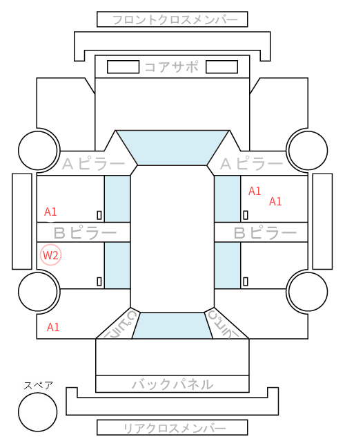 Body condition diagram (damage marks, Japanese labels)
