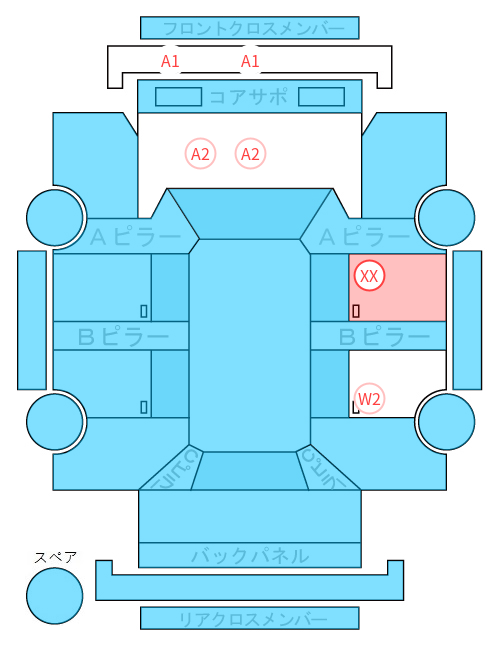 Body condition diagram (damage marks, Japanese labels)