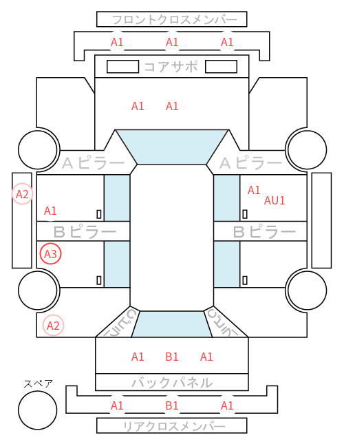 Body condition diagram (damage marks, Japanese labels)