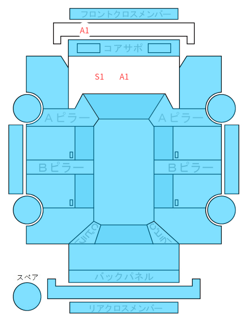Body condition diagram (damage marks, Japanese labels)