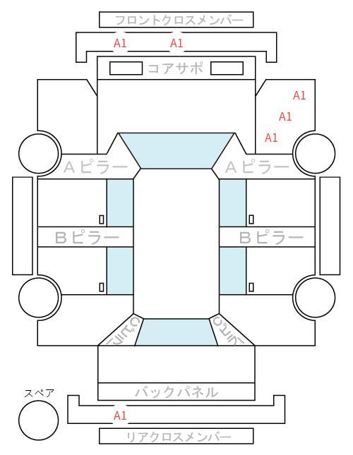 Body condition diagram (damage marks, Japanese labels)
