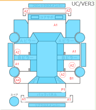 Body condition diagram (damage marks, Japanese labels)