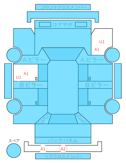 Body condition diagram (damage marks, Japanese labels)