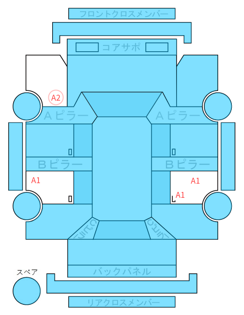 Body condition diagram (damage marks, Japanese labels)