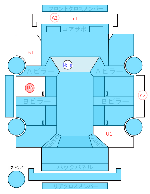 Body condition diagram (damage marks, Japanese labels)