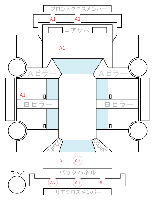 Body condition diagram (damage marks, Japanese labels)