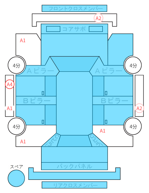 Body condition diagram (damage marks, Japanese labels)