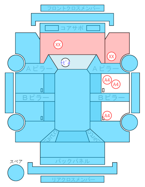 Body condition diagram (damage marks, Japanese labels)