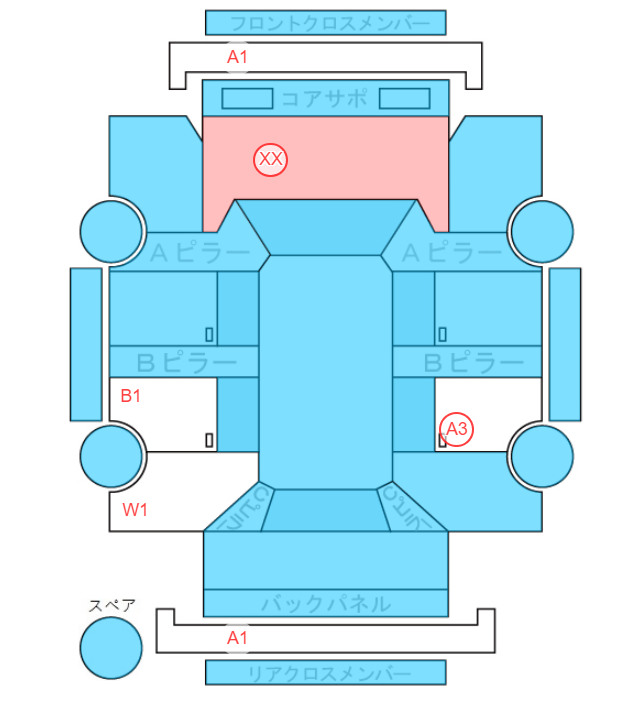 Body condition diagram (damage marks, Japanese labels)