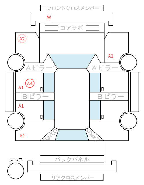 Body condition diagram (damage marks, Japanese labels)