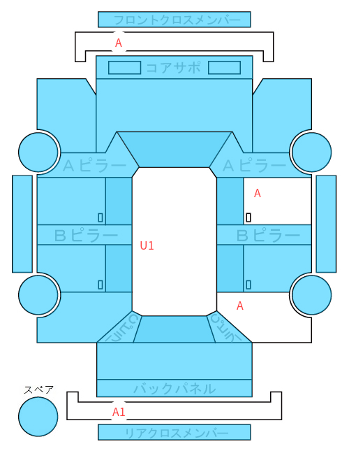 Body condition diagram (damage marks, Japanese labels)