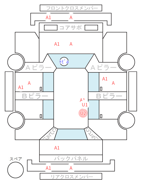 Body condition diagram (damage marks, Japanese labels)