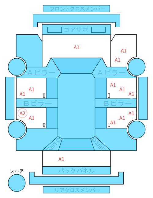 Body condition diagram (damage marks, Japanese labels)