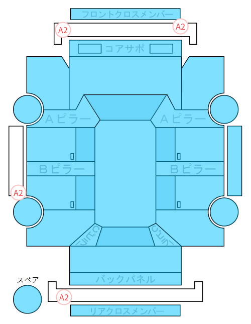 Body condition diagram (damage marks, Japanese labels)
