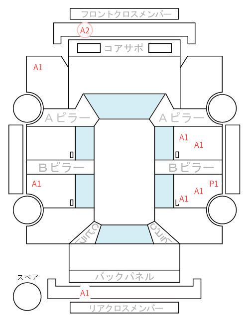 Body condition diagram (damage marks, Japanese labels)