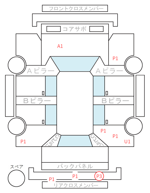 Body condition diagram (damage marks, Japanese labels)