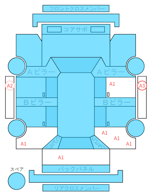 Body condition diagram (damage marks, Japanese labels)