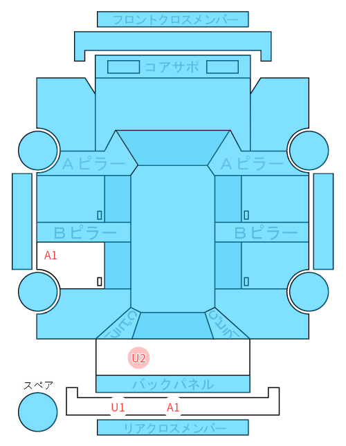 Body condition diagram (damage marks, Japanese labels)