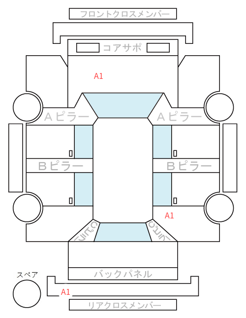 Body condition diagram (damage marks, Japanese labels)