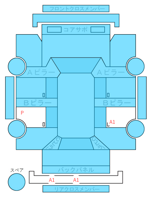 Body condition diagram (damage marks, Japanese labels)