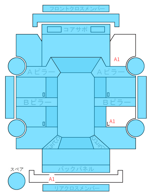 Body condition diagram (damage marks, Japanese labels)